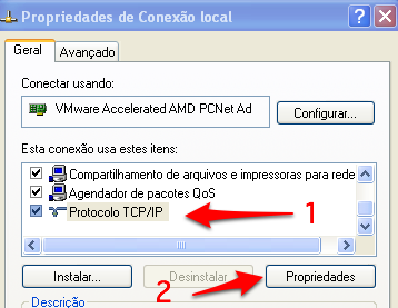 propriedades de conexao local Windows XP Pro