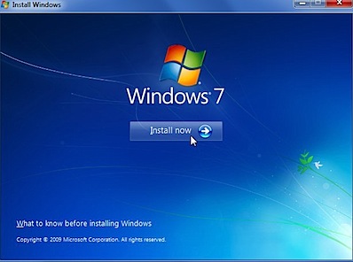 windows 7 install screen