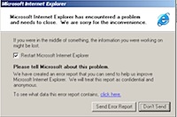 internet explorer crash