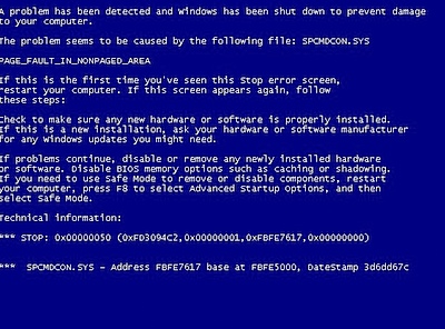 bsod blue screen death page_fault_in_nonpaged_area