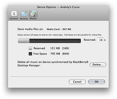 blackberry desktop manager mac os x store media