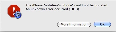 iPhone Erro 1013 no iTunes ao Atualizar iOS 4.2.1